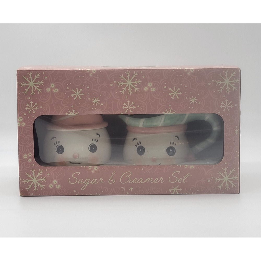 Johanna Parker Design Sugar & Creamer Set Snowman Face Christmas Holiday